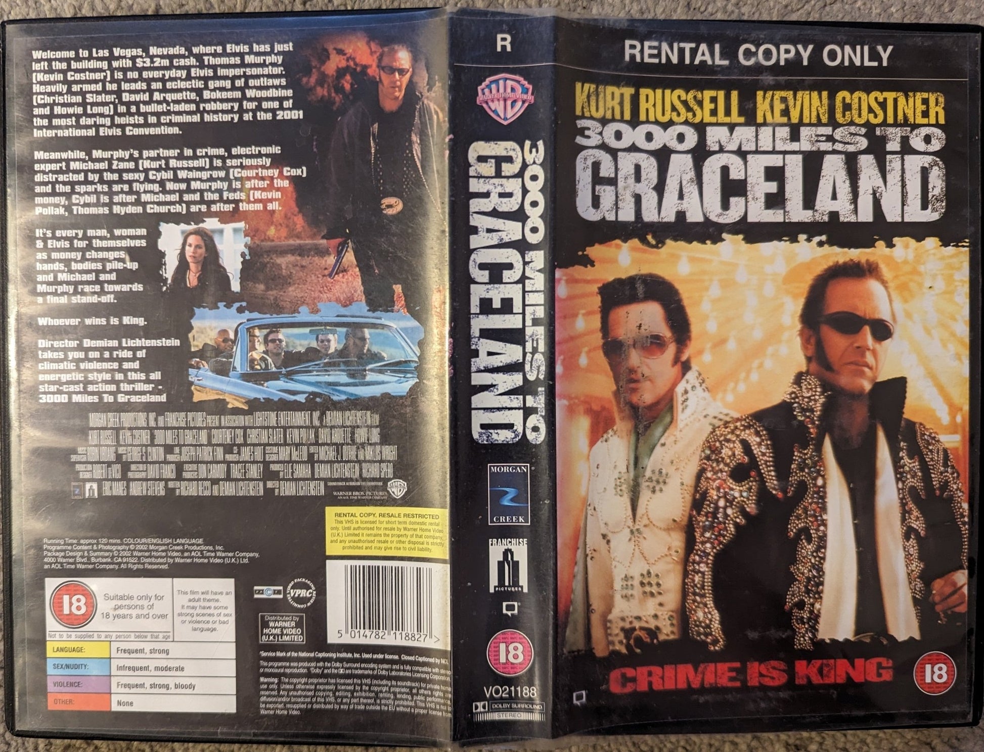 3000 Miles To Graceland (2001) VHS Video Ex Rental - Flippin Retro Video Shop