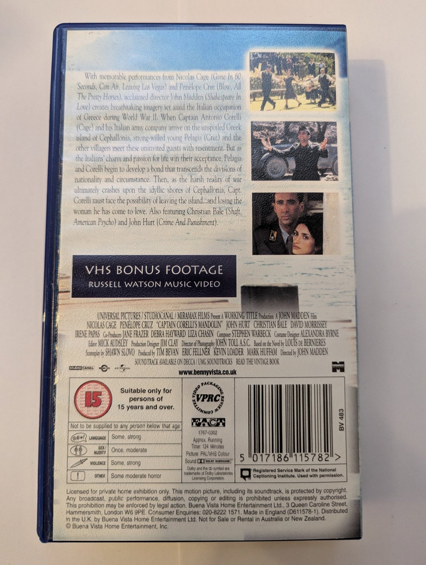 Captain Corelli's Mandolin (2001) VHS Video - Flippin Retro