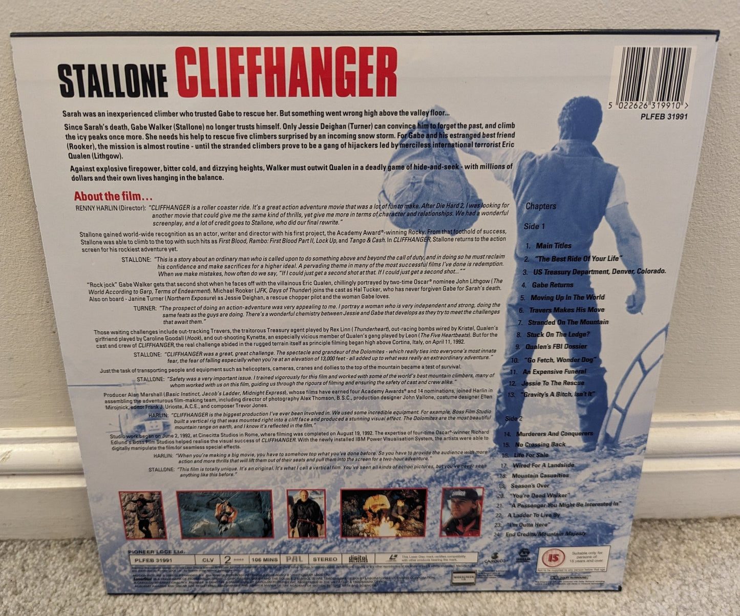 Cliff Hanger (1993) Laserdisc PAL - Flippin Retro Video Shop