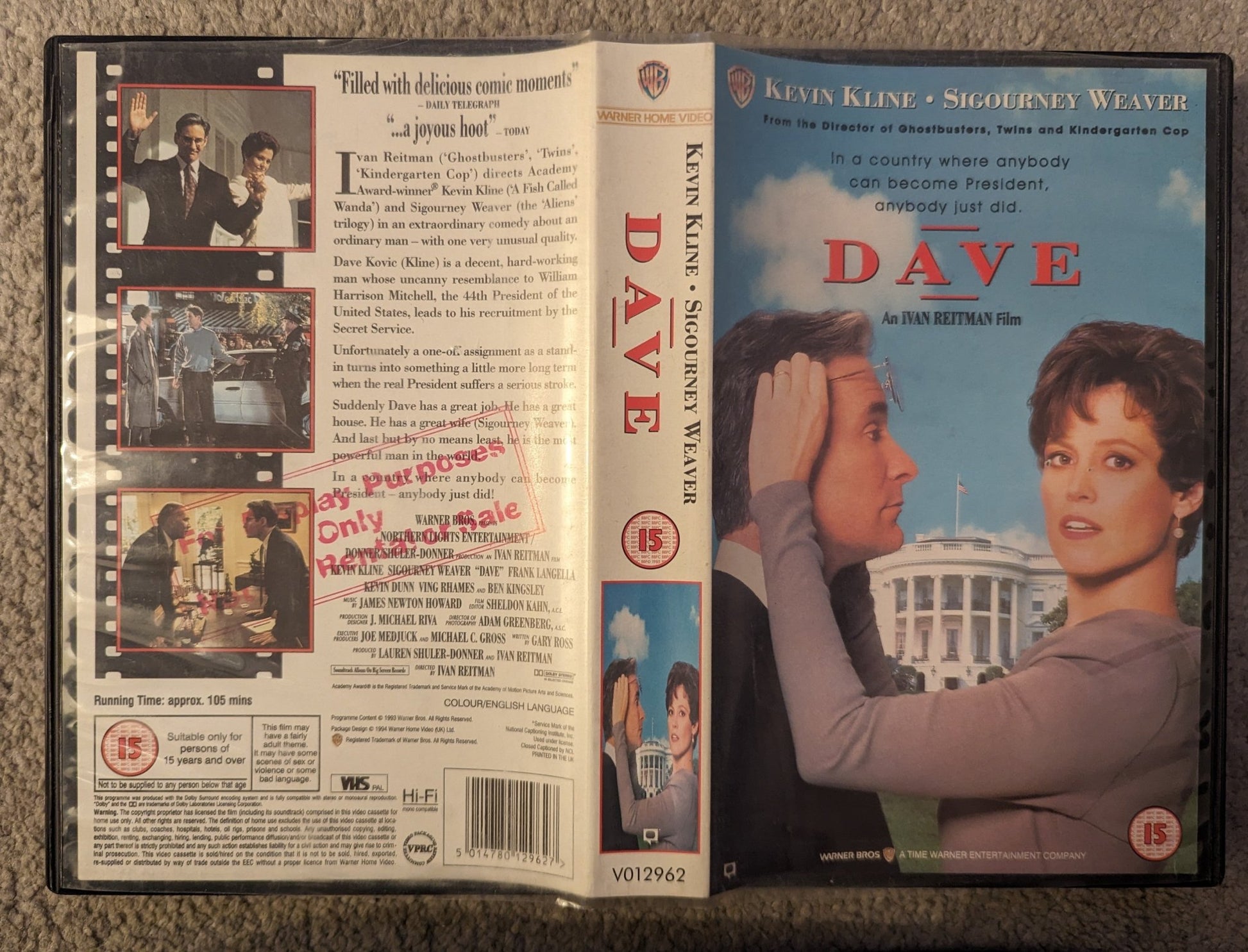 Dave (1993) VHS Video Ex Rental Display Copy - Flippin Retro Video Shop