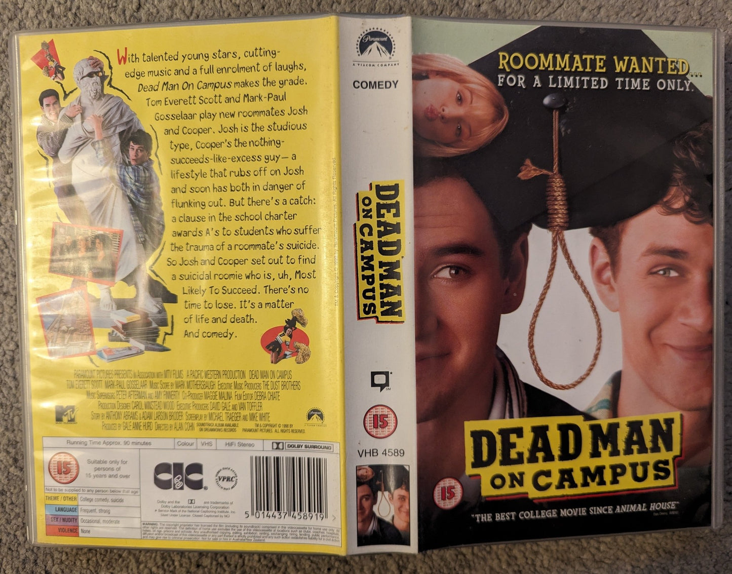 Dead Man On Campus (1998) VHS Video Ex Rental - Flippin Retro Video Shop