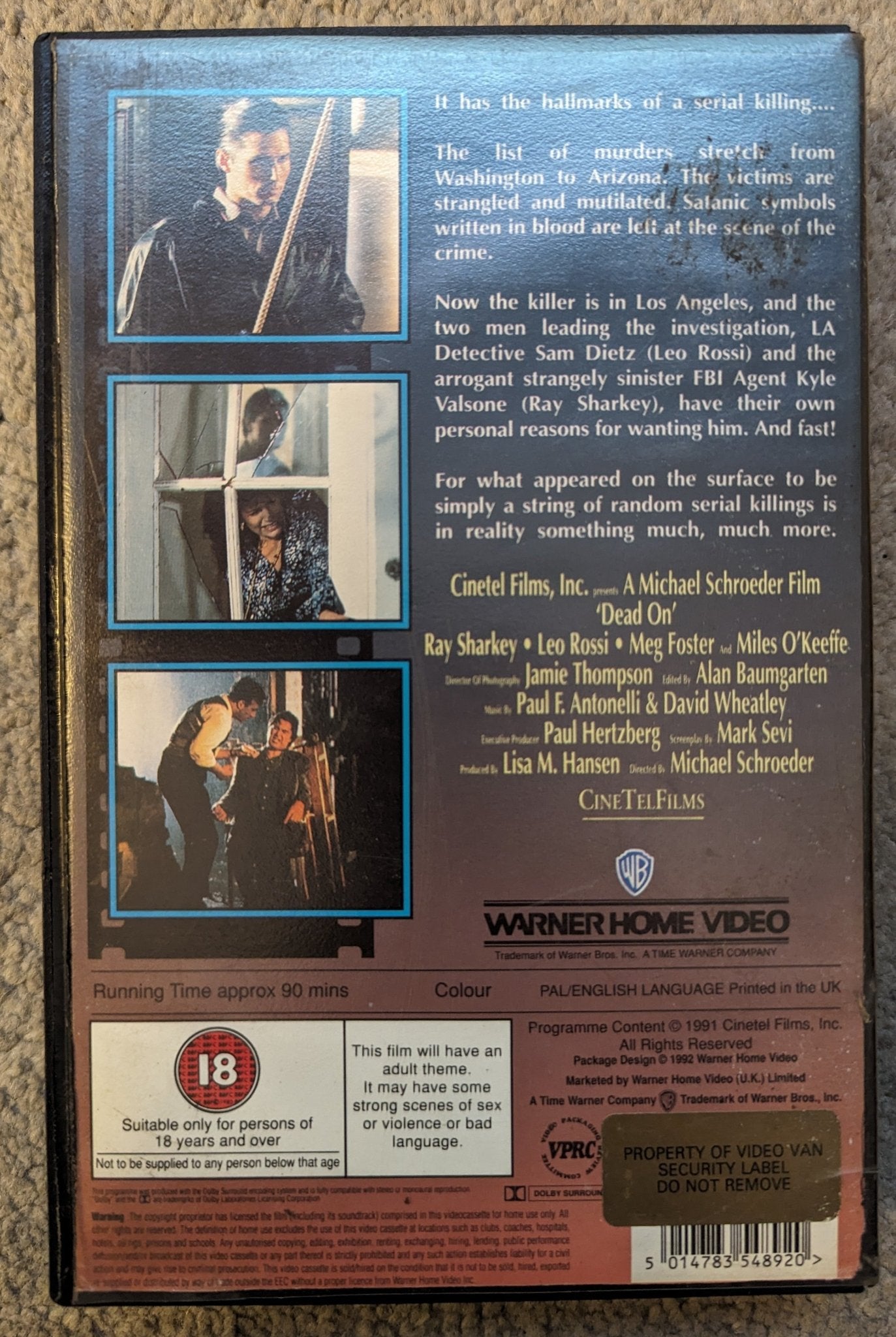 Dead On (1991) VHS Video Ex Rental - Flippin Retro Video Shop