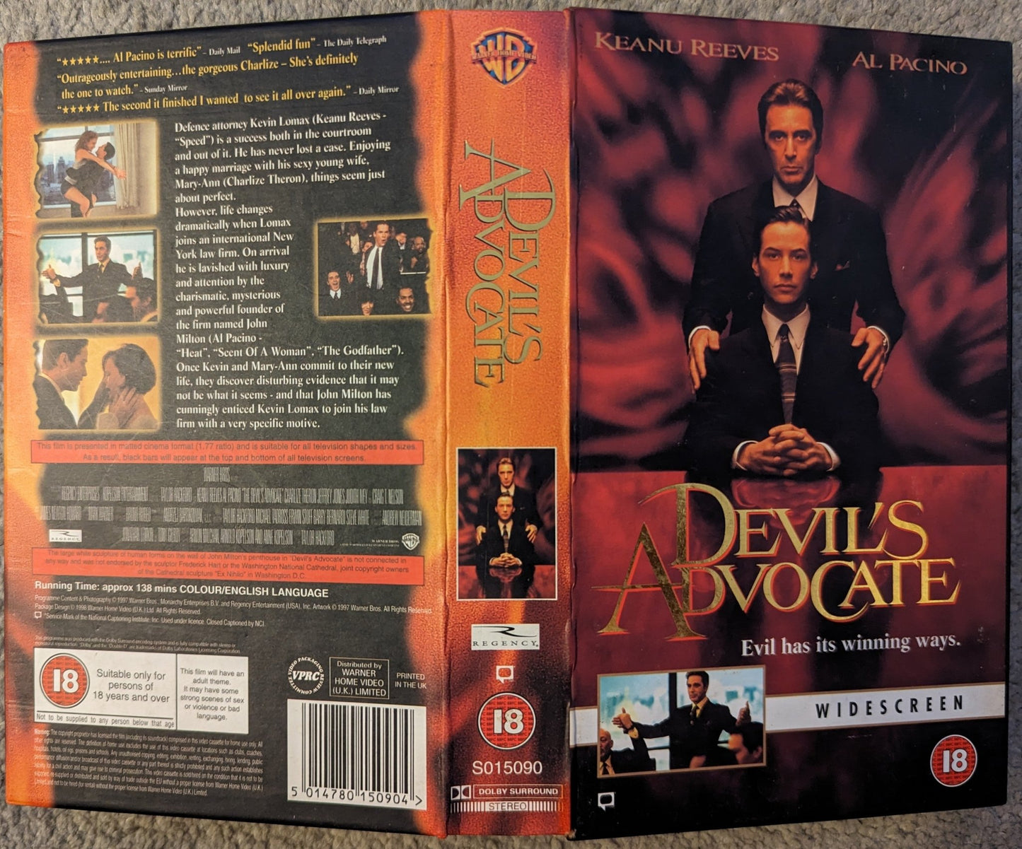 Devils Advocate (1997) VHS Video Wide - screen (Card Case) - Flippin Retro Video Shop