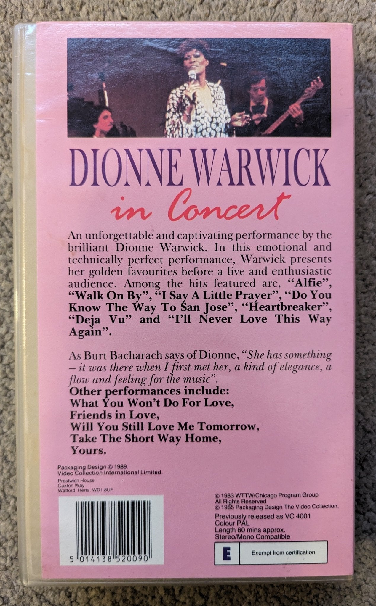 Dionne Warwick In Concert (1983) VHS Video - Flippin Retro Video Shop