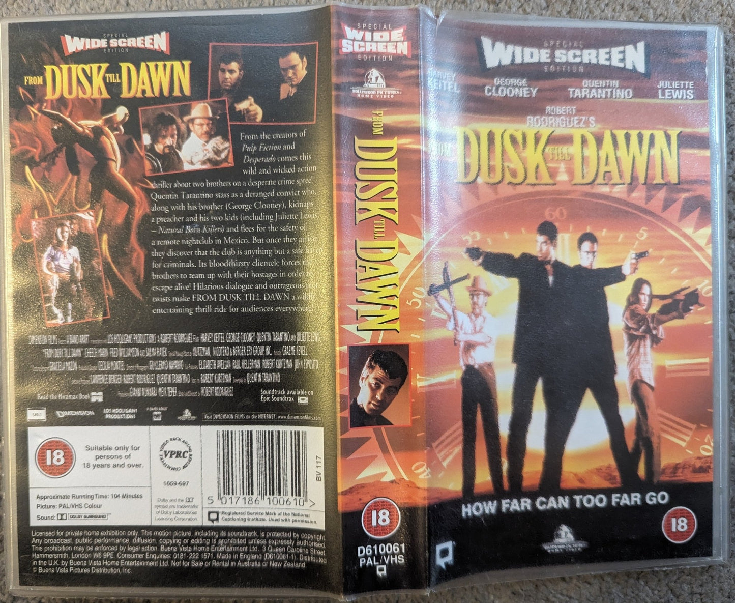 Dusk Til Dawn (1996) VHS Video Wide - screen - Flippin Retro Video Shop