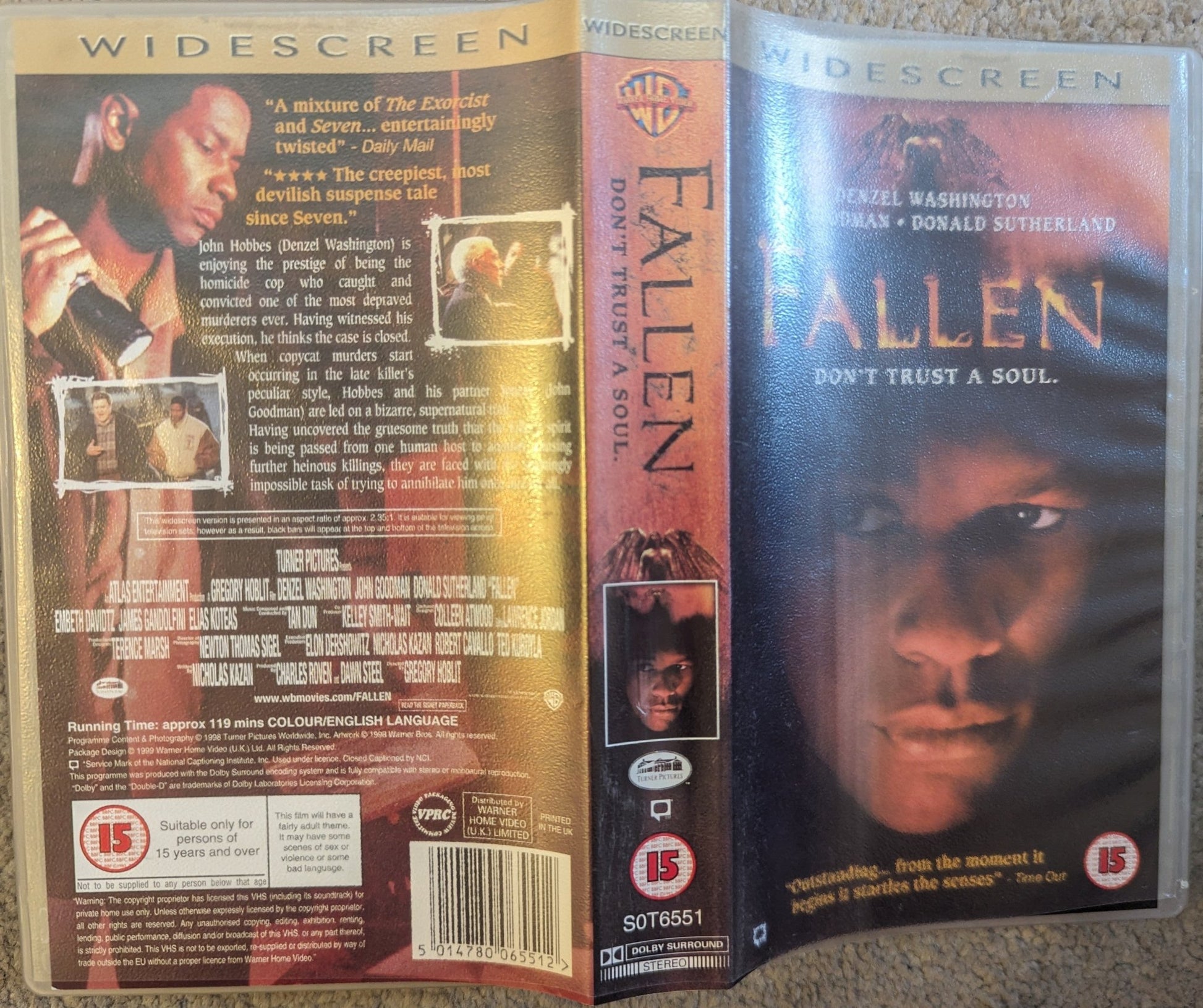 Fallen (1998) VHS Video Wide - screen - Flippin Retro Video Shop