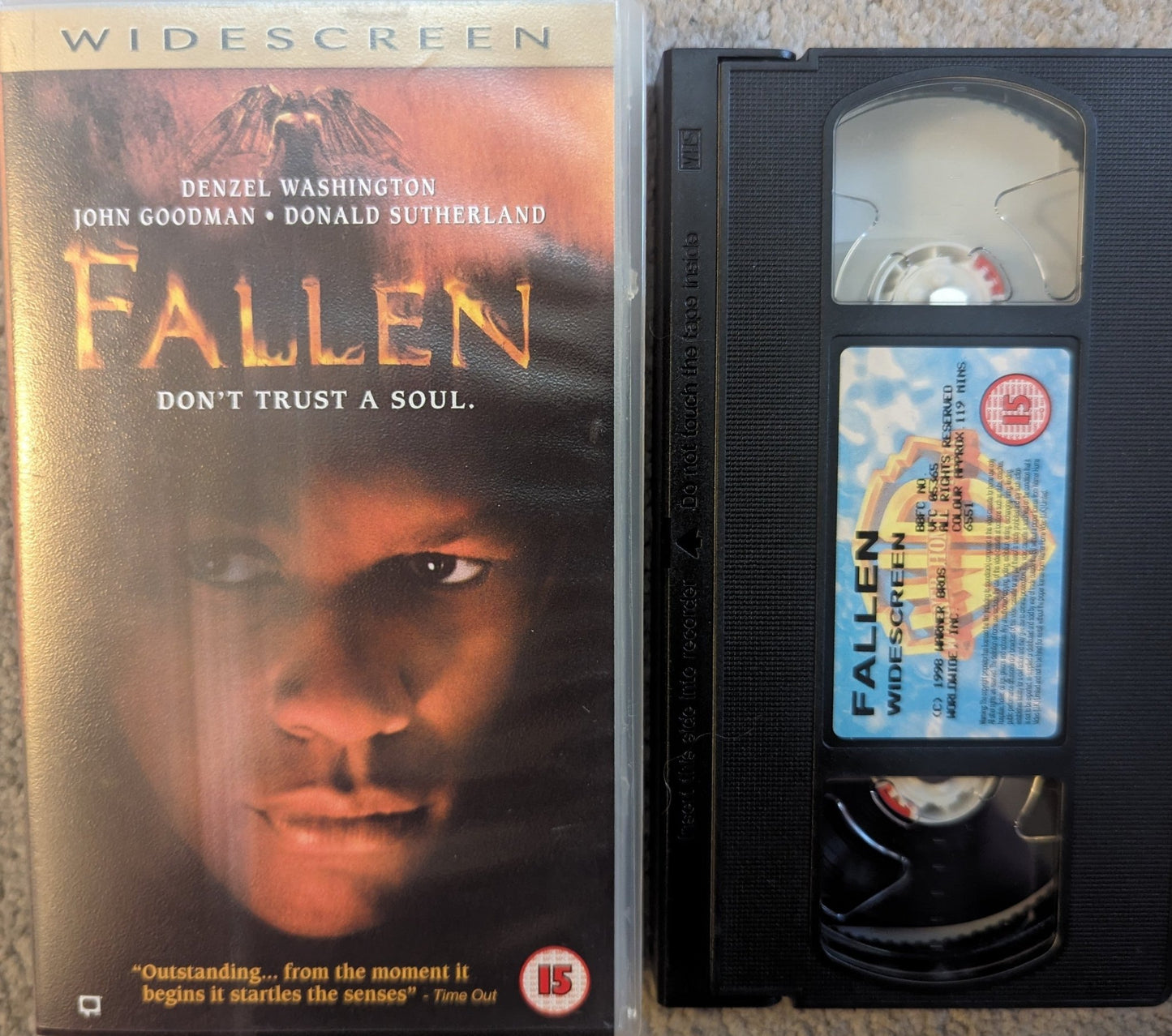 Fallen (1998) VHS Video Wide - screen - Flippin Retro Video Shop