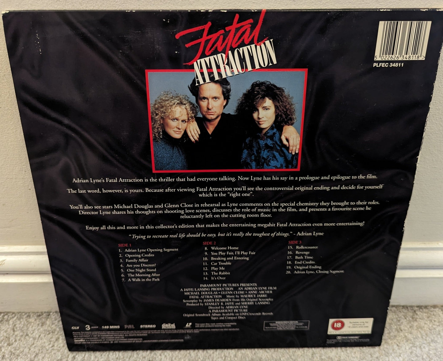 Fatal Attraction (1987) Laserdisc PAL - Flippin Retro Video Shop