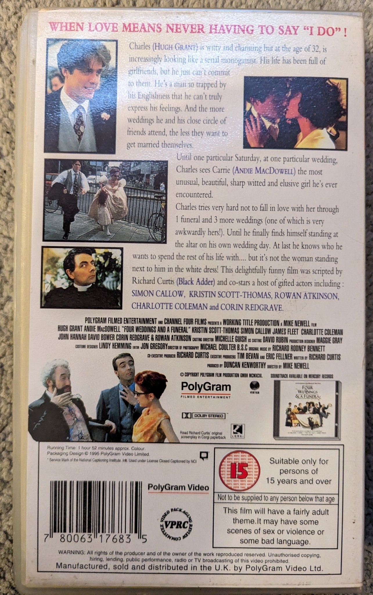 Four Weddings and a Funeral (1994) VHS Video - Flippin Retro Video Shop