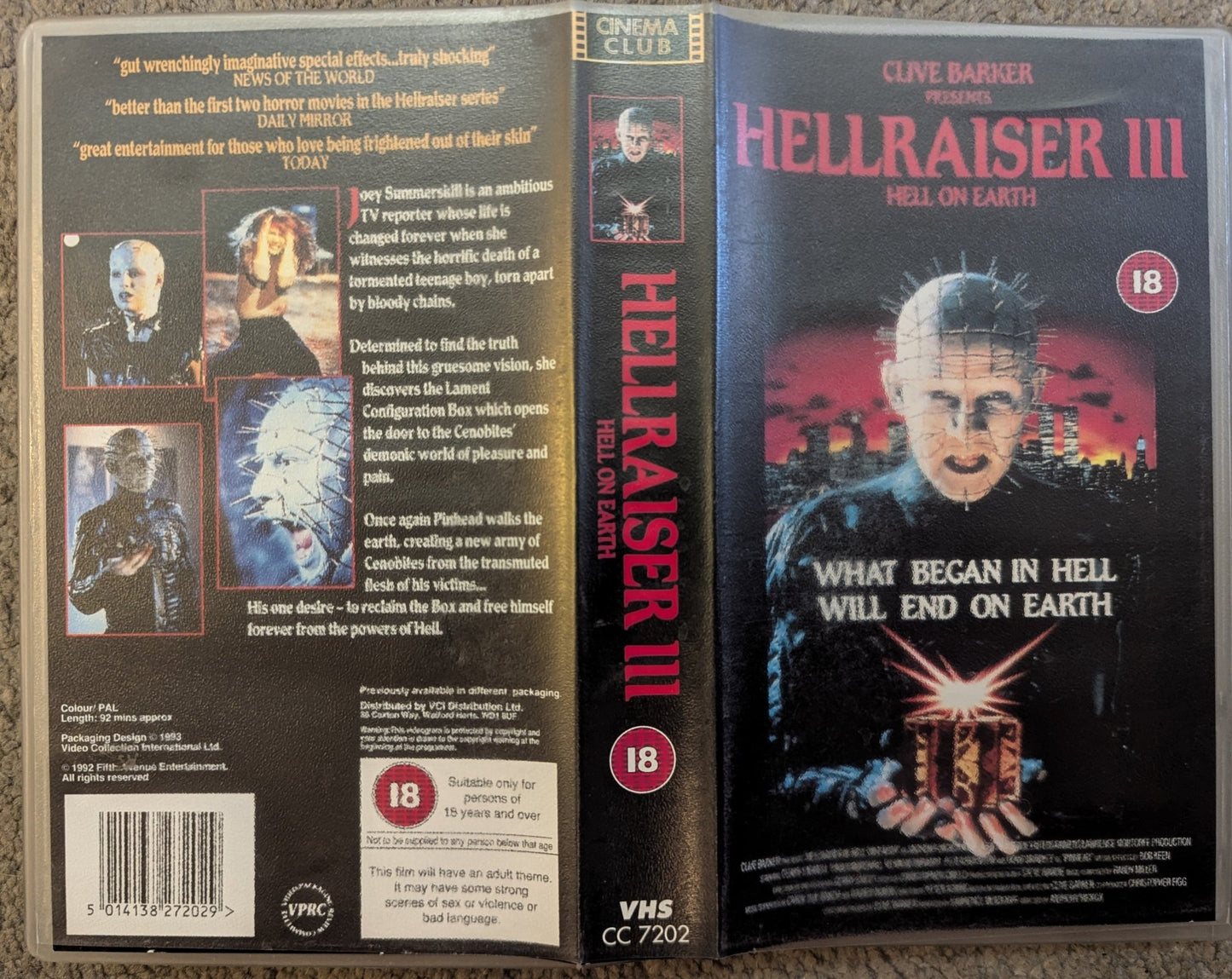 Hellraiser 3 Hell On Earth (1992) VHS Video Cinema Club - Flippin Retro Video Shop