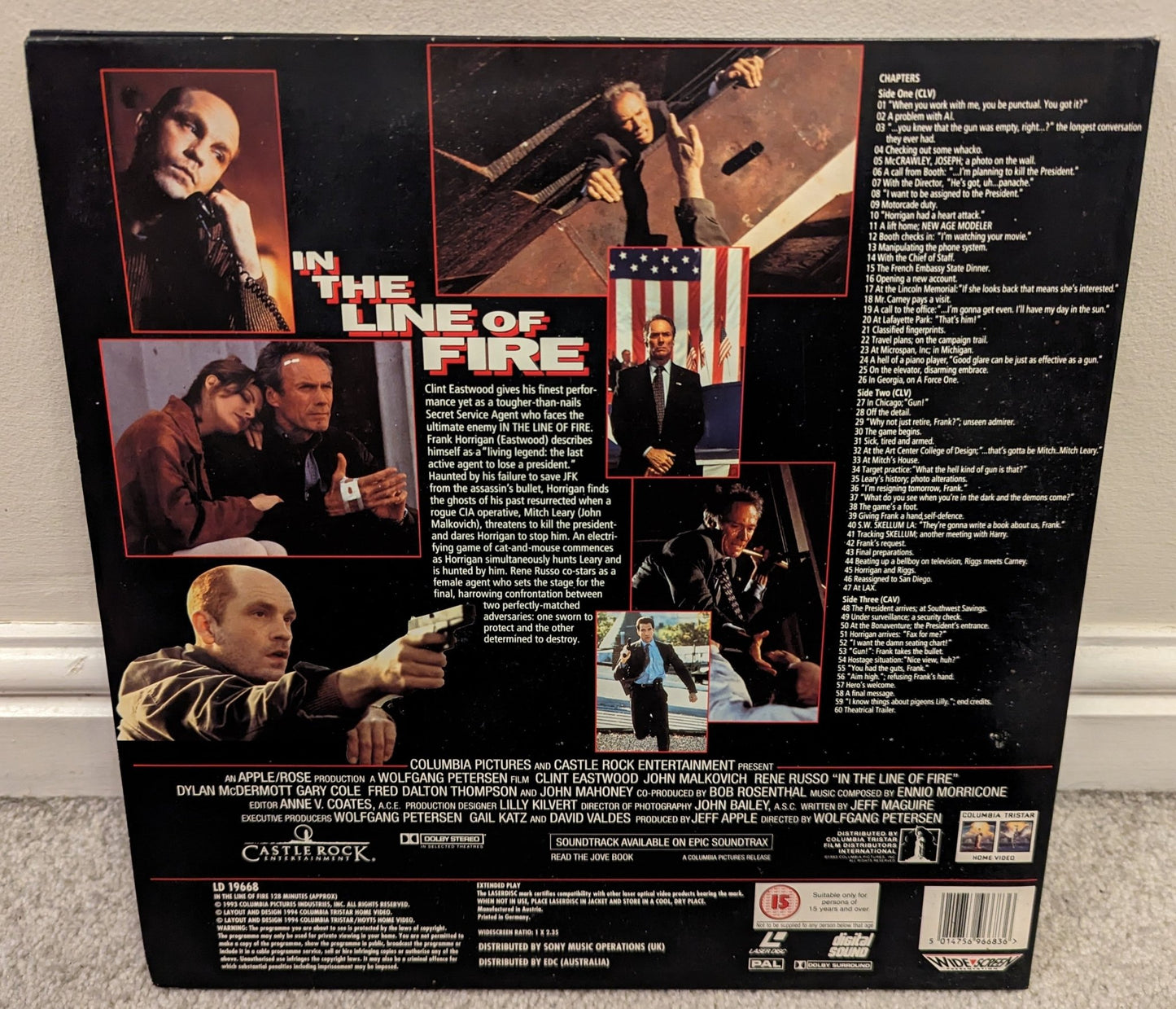 In The Line Of Fire (1993) Laserdisc PAL - Flippin Retro Video Shop