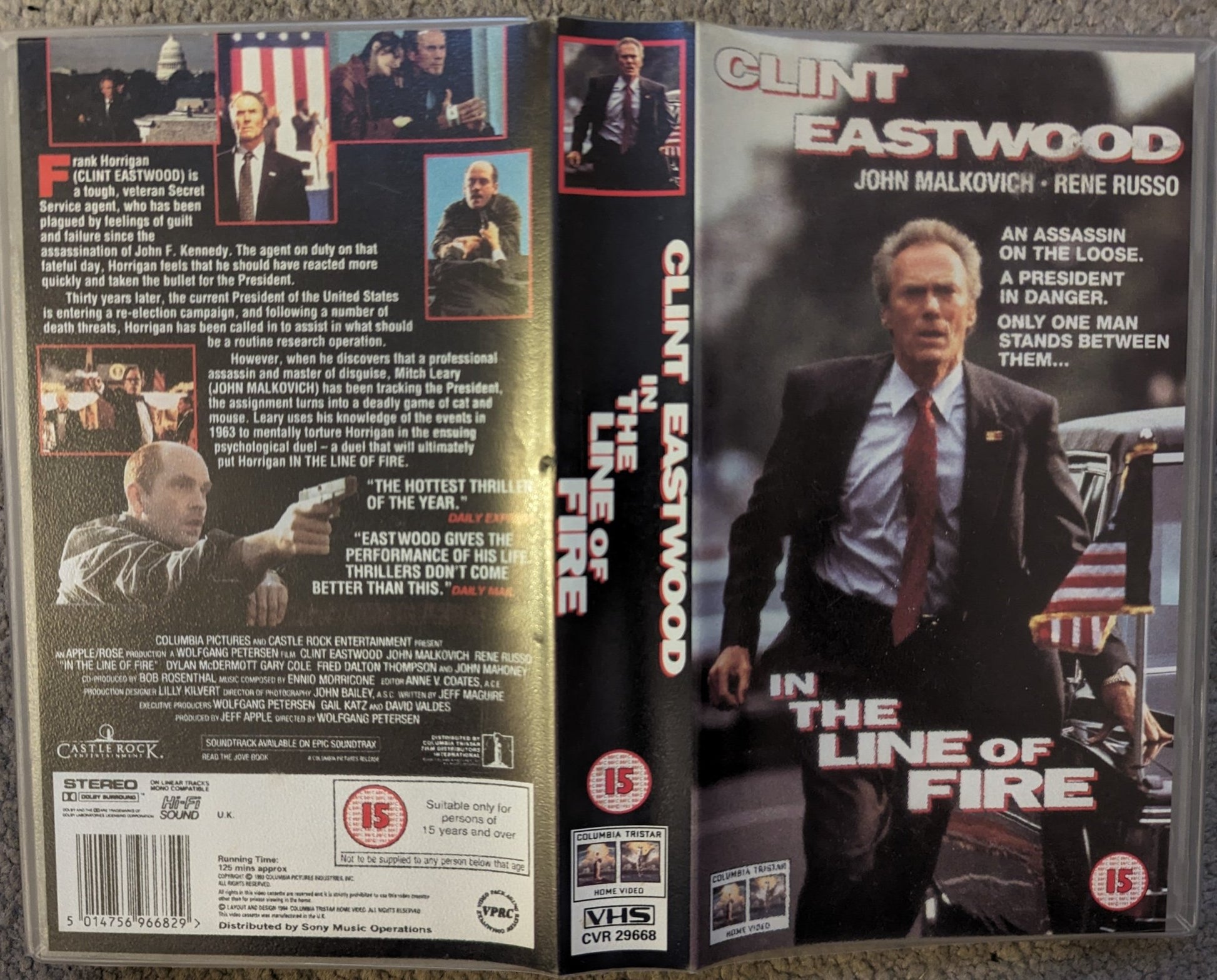 In The Line Of Fire (1993) VHS Video - Flippin Retro Video Shop