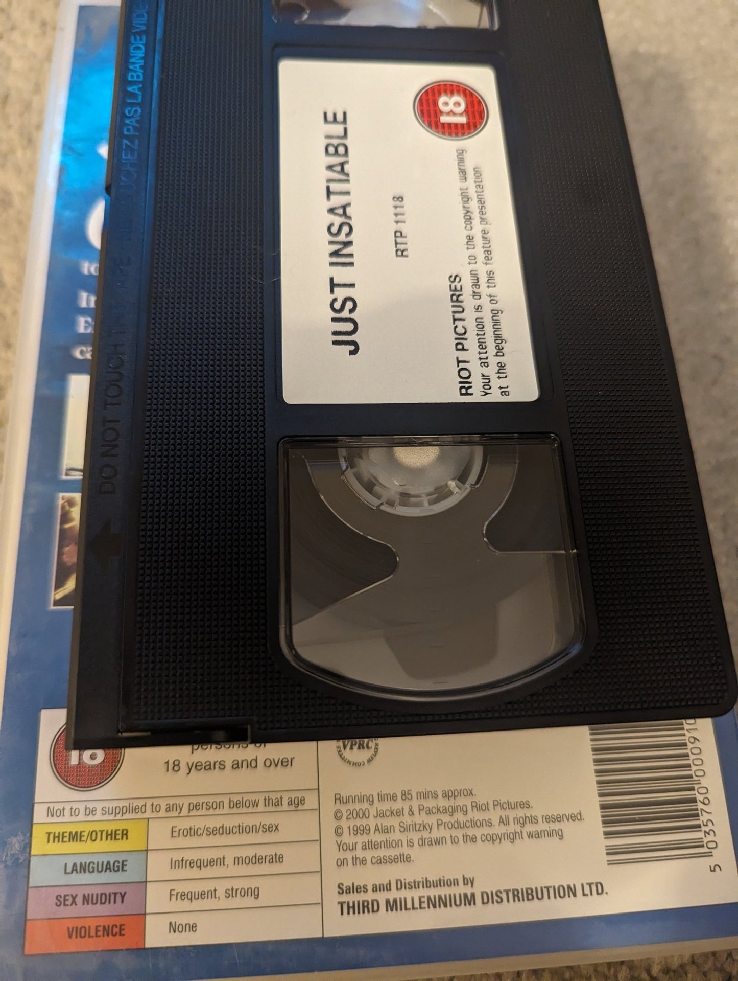 Just Insatiable VHS Video Ex Rental - Flippin Retro Video Shop