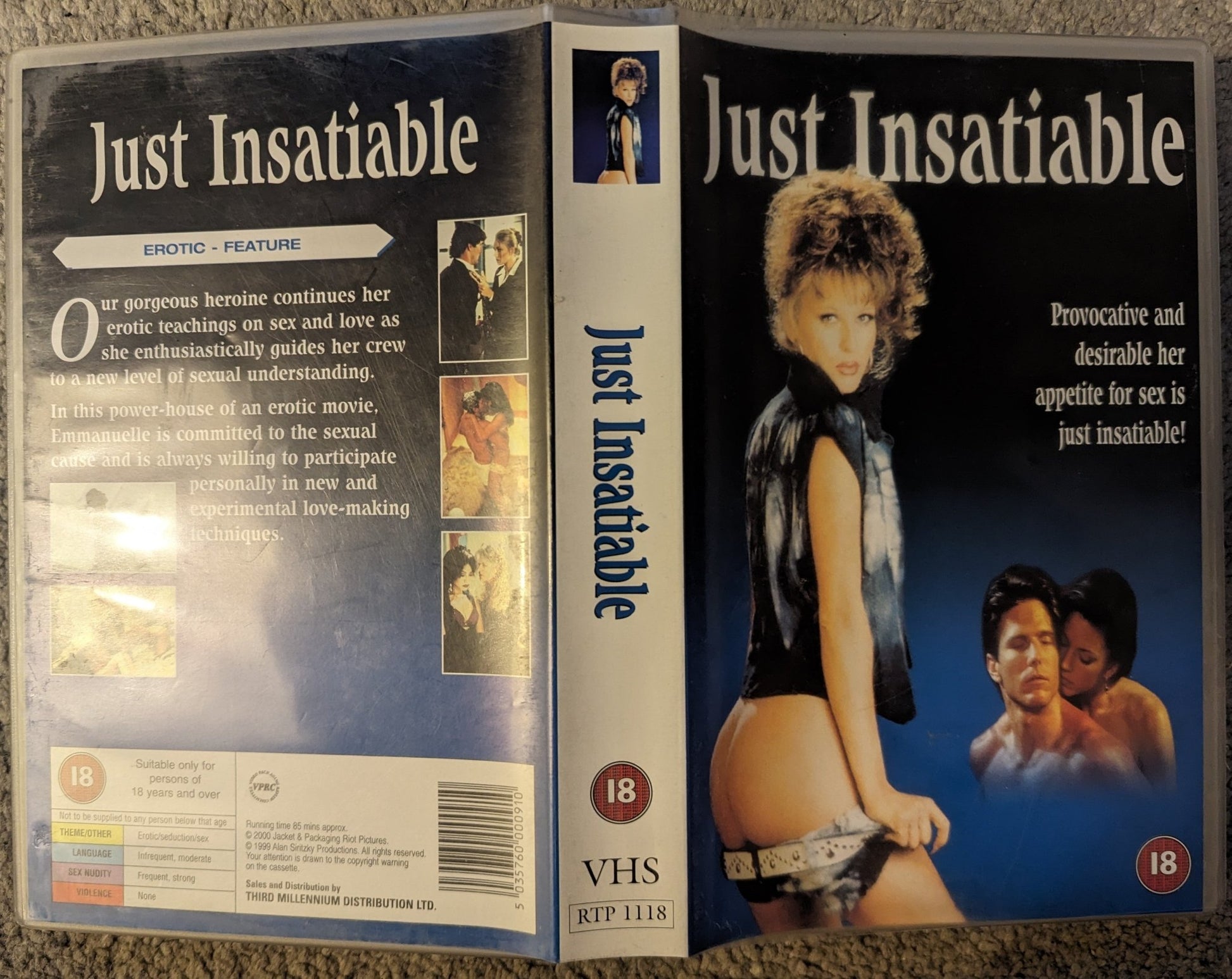 Just Insatiable VHS Video Ex Rental - Flippin Retro Video Shop