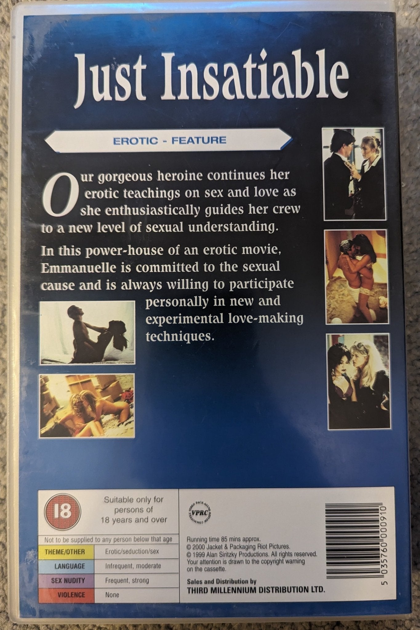 Just Insatiable VHS Video Ex Rental - Flippin Retro Video Shop