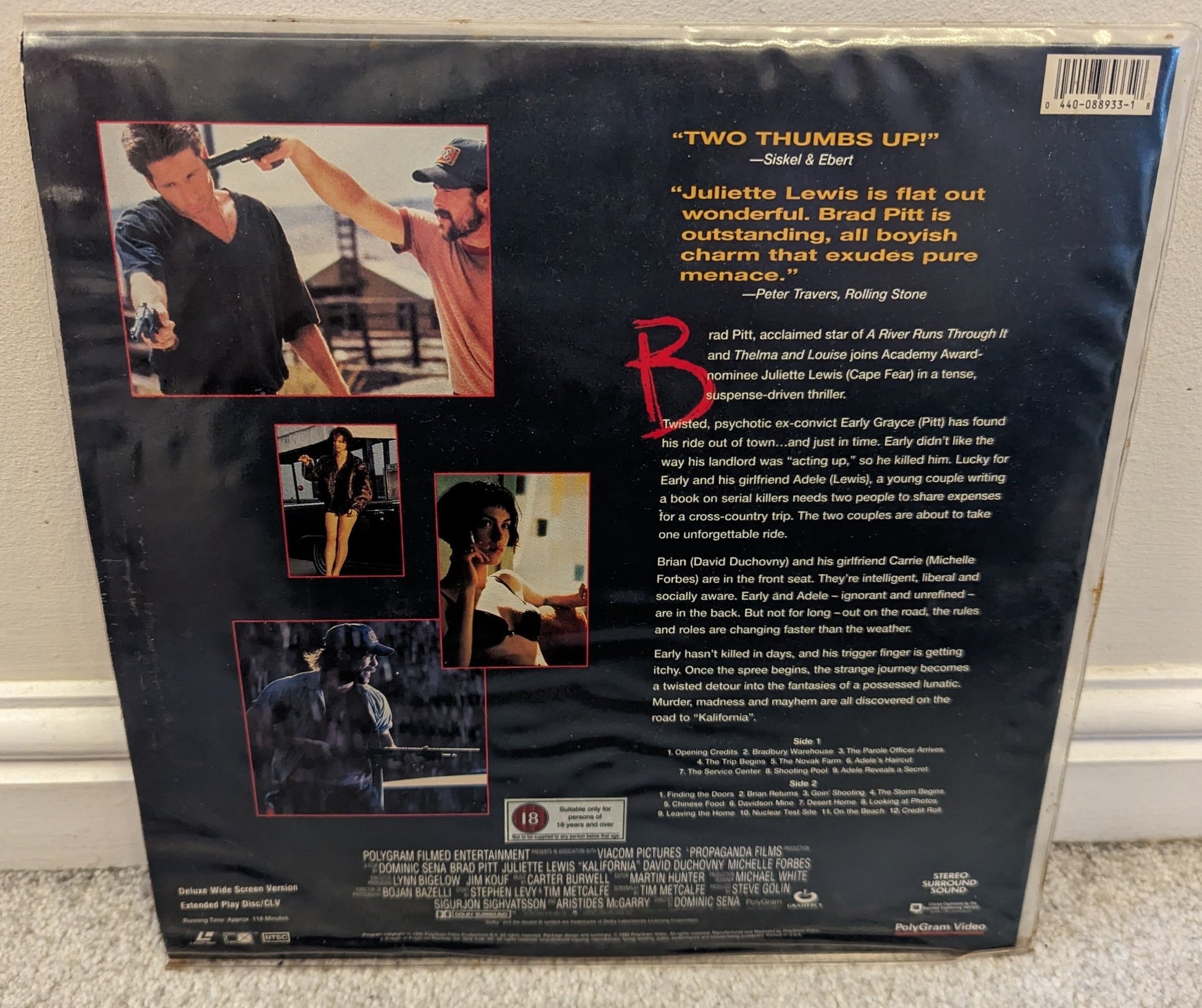 Kalifornia (1993) Laserdisc NTSC - Flippin Retro Video Shop