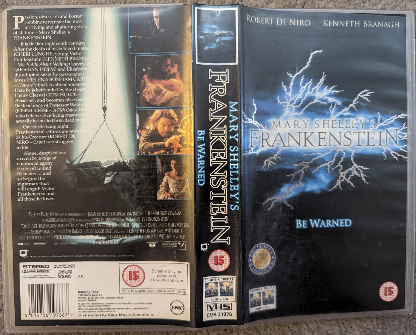 Mary Shelley's Frankenstein (1994) VHS Video (Shiny Cover) - Flippin Retro Video Shop