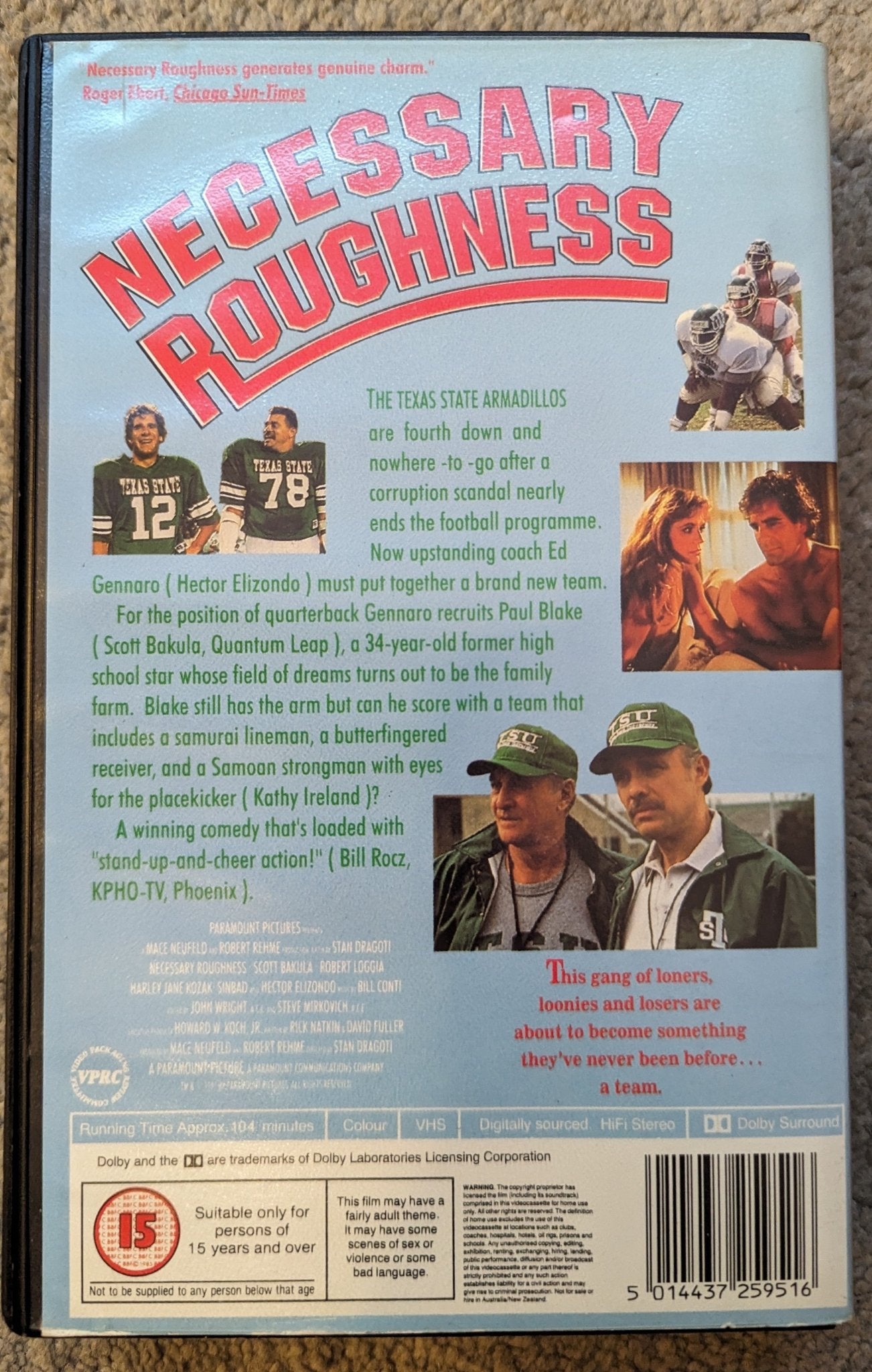 Necessary Roughness (1991) VHS Video Ex Rental - Flippin Retro Video Shop