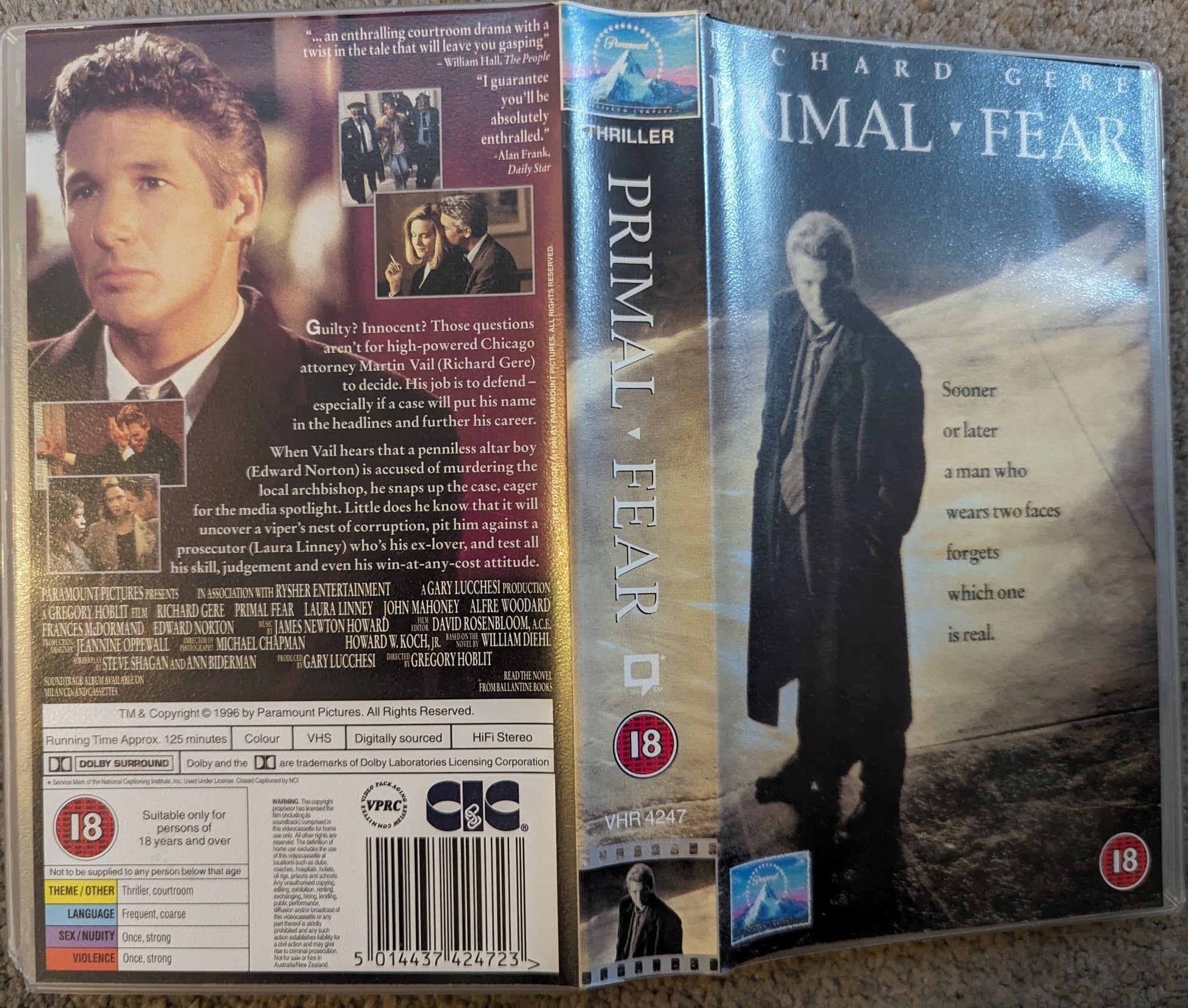 Primal Fear (1996) VHS Video - Flippin Retro Video Shop