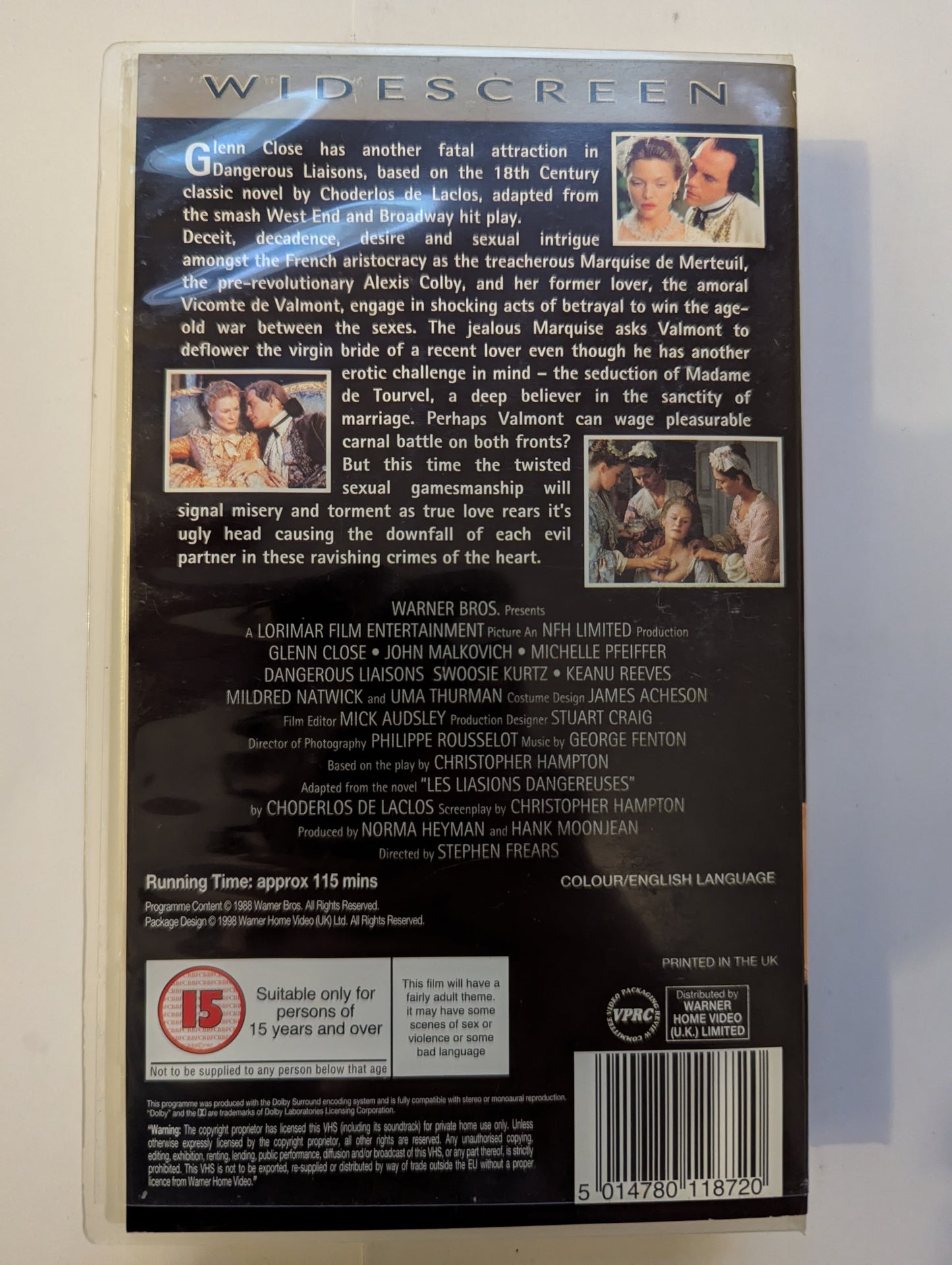 Dangerous Liaisons (1988) VHS Video Wide-screen *Sealed*