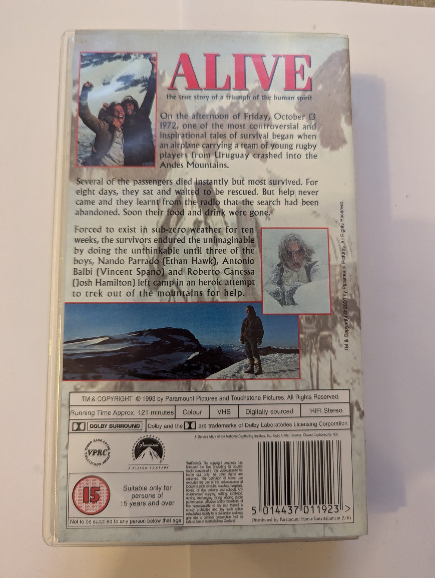 Alive (1993) VHS Video