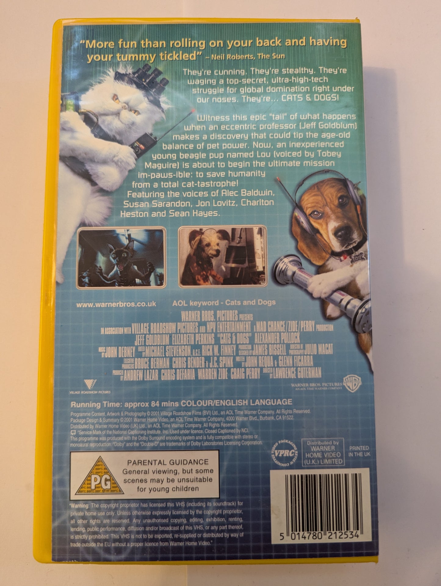 Cats & Dogs (2001) VHS Video Yellow Case alt