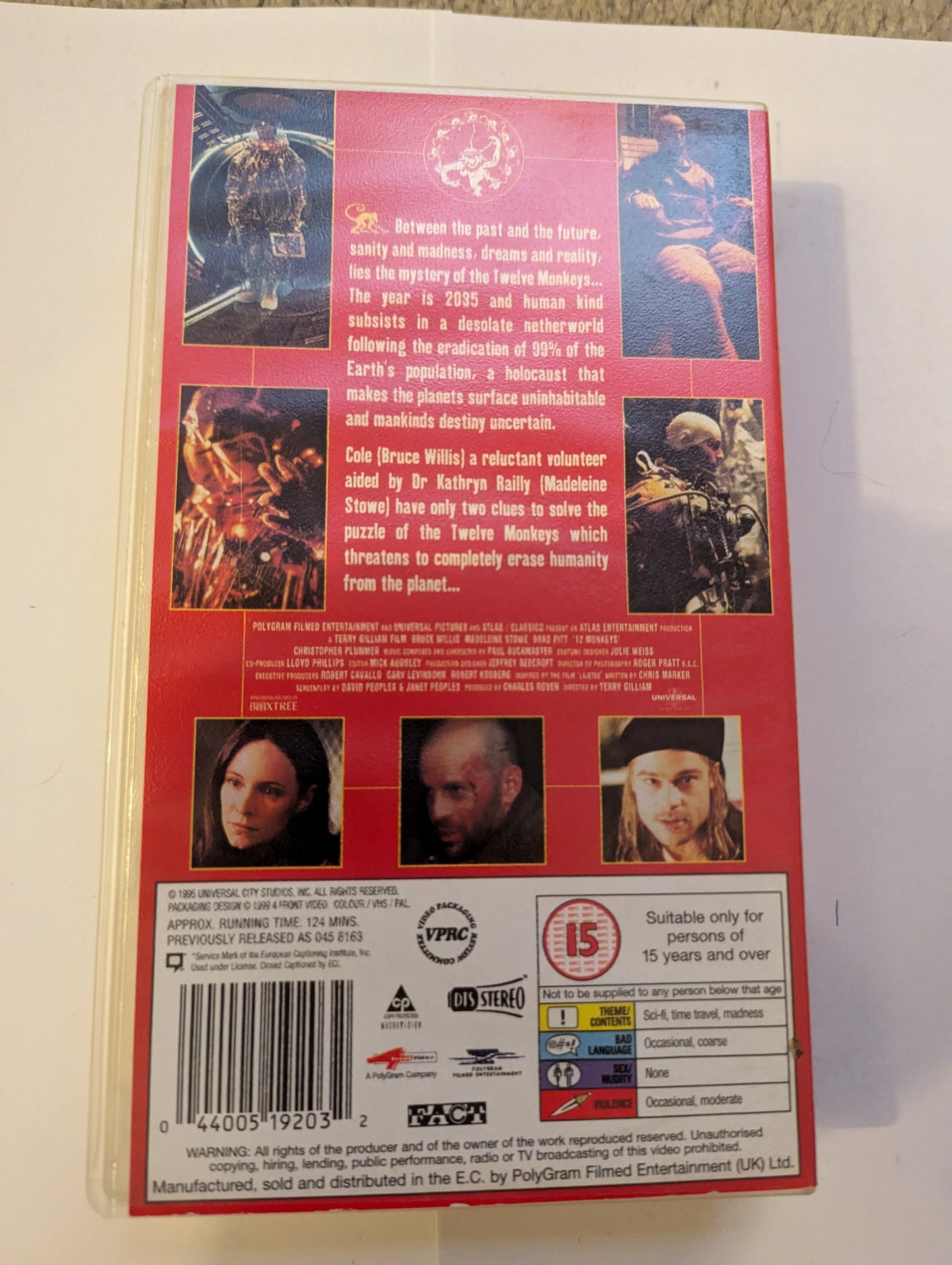 12 Twelve Monkeys (1995) VHS Video (4front)