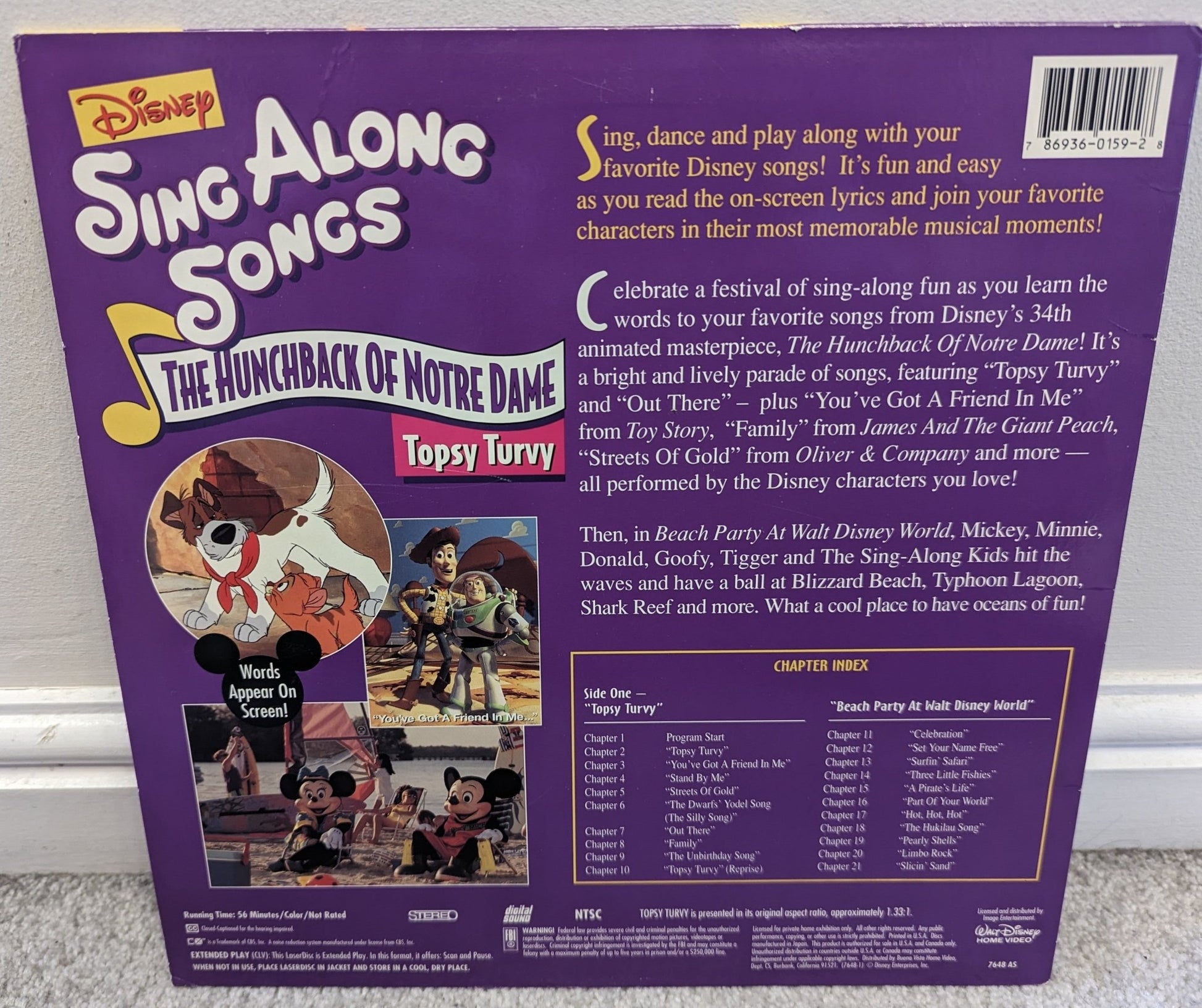 Sing Along Songs The Hunchback Of Notre Dame Topsy Turvy (1996) Laserdisc NTSC - Flippin Retro Video Shop