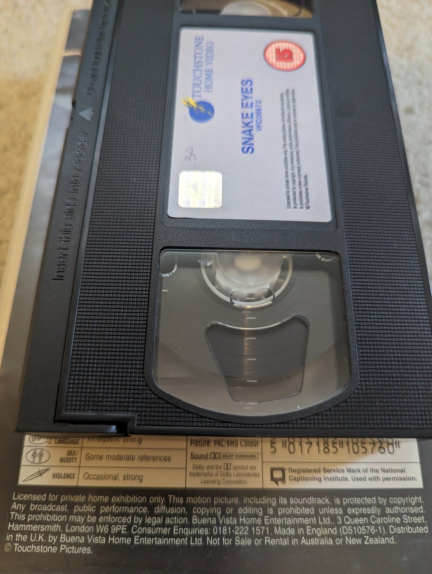 Snake Eyes (1998) VHS Video Ex Rental - Flippin Retro Video Shop