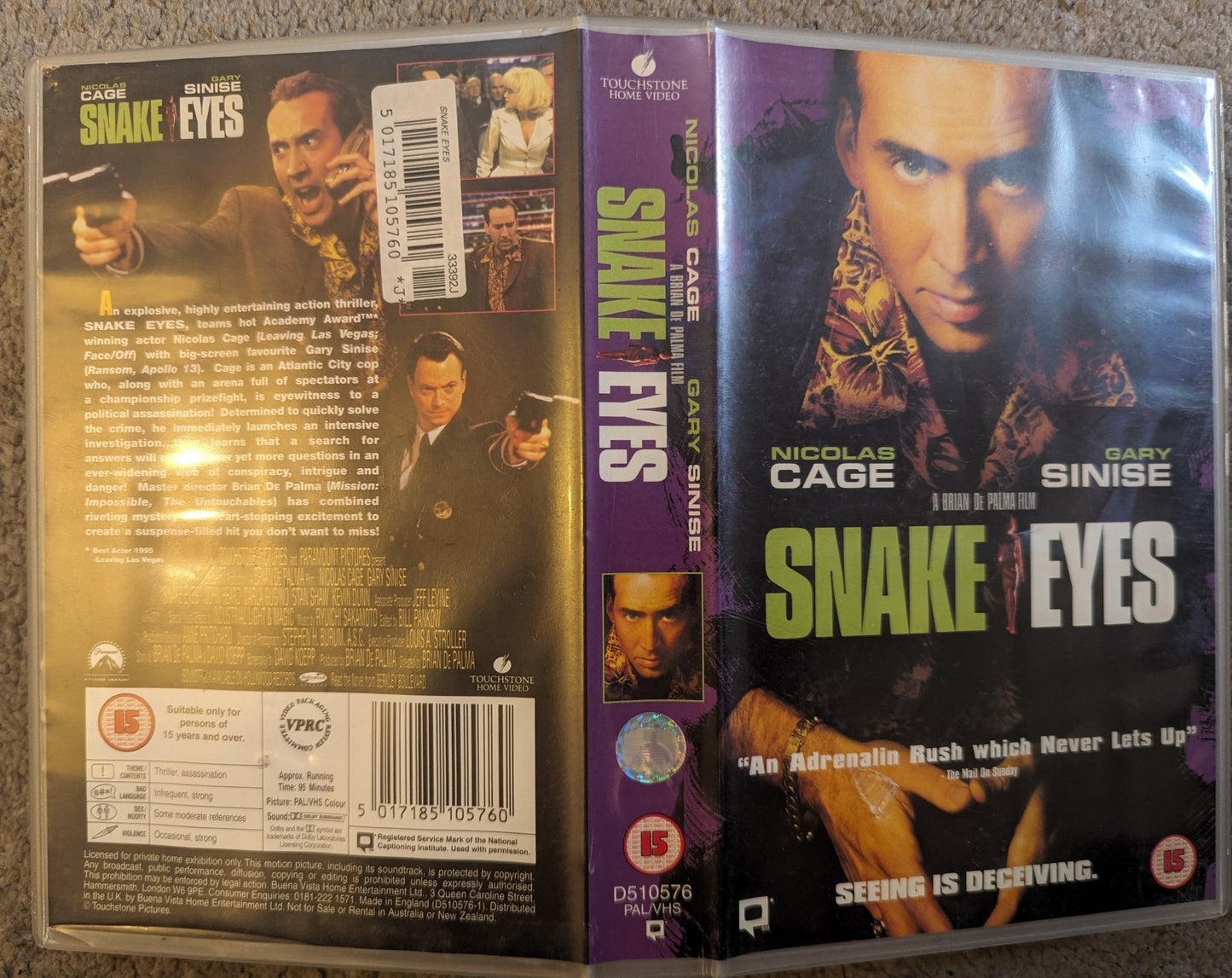 Snake Eyes (1998) VHS Video Ex Rental - Flippin Retro Video Shop