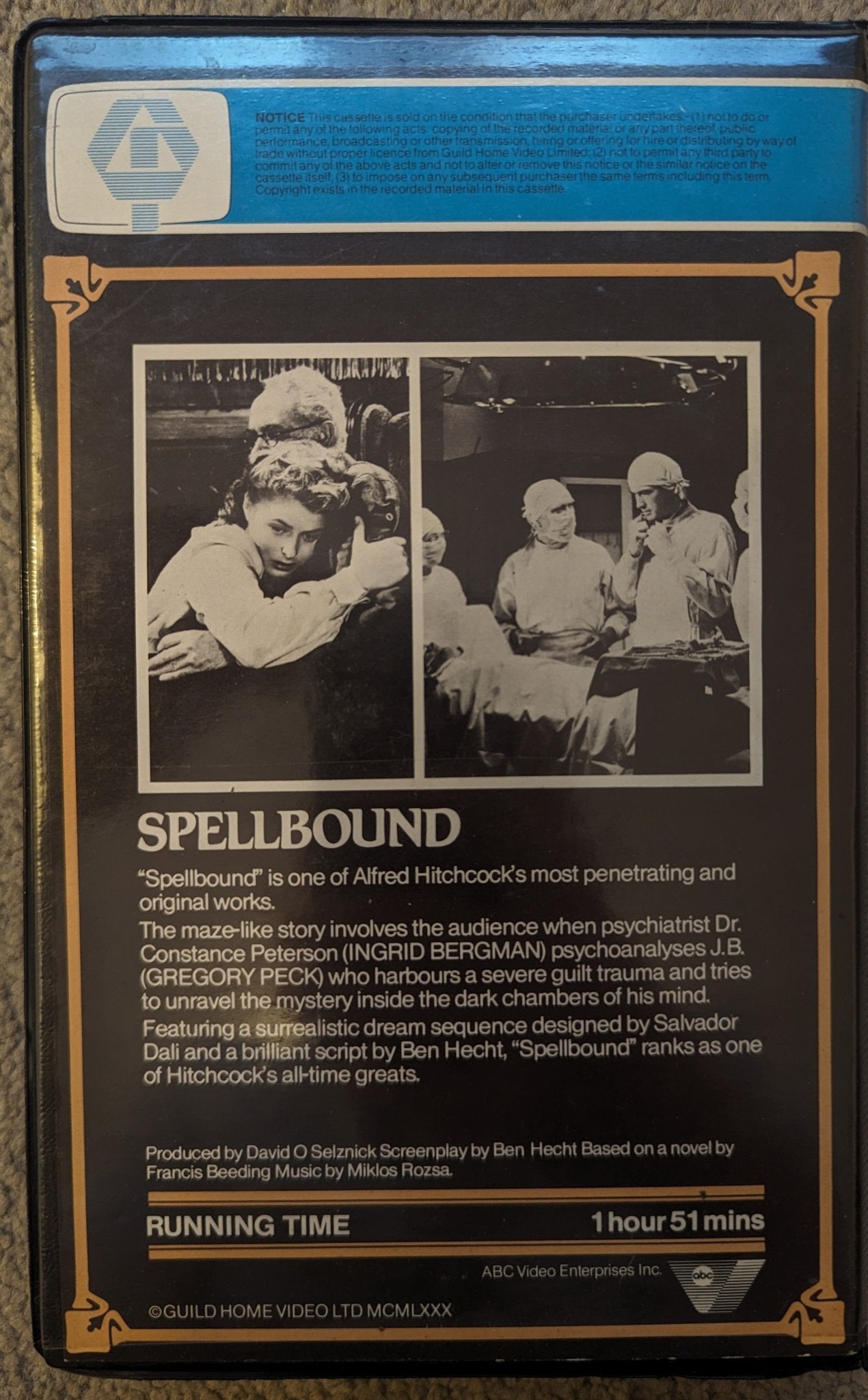 Spellbound (1945) Beta Max Ex Rental - Flippin Retro Video Shop