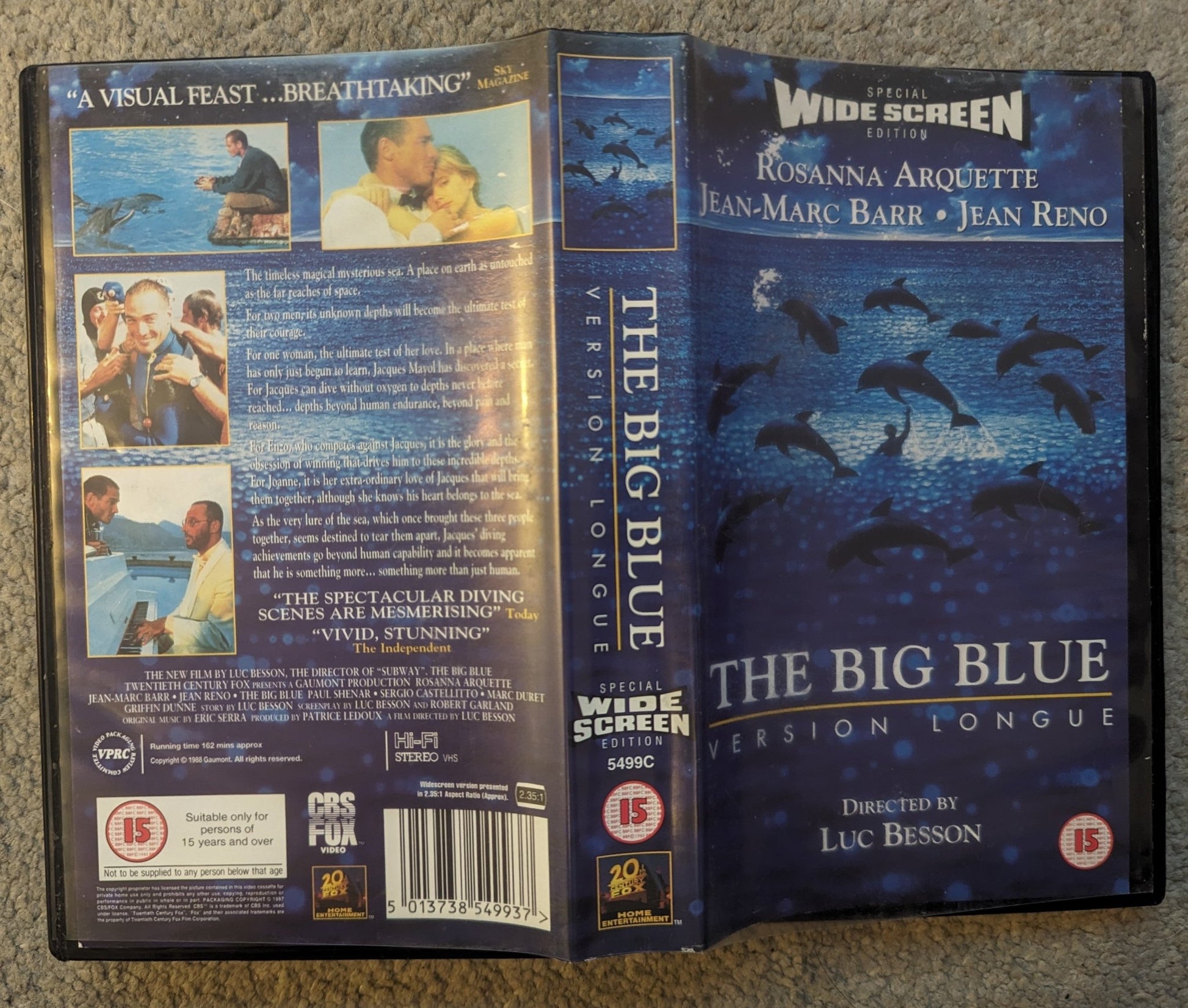 The Big Blue (1988) VHS Video wide - screen - Flippin Retro Video Shop