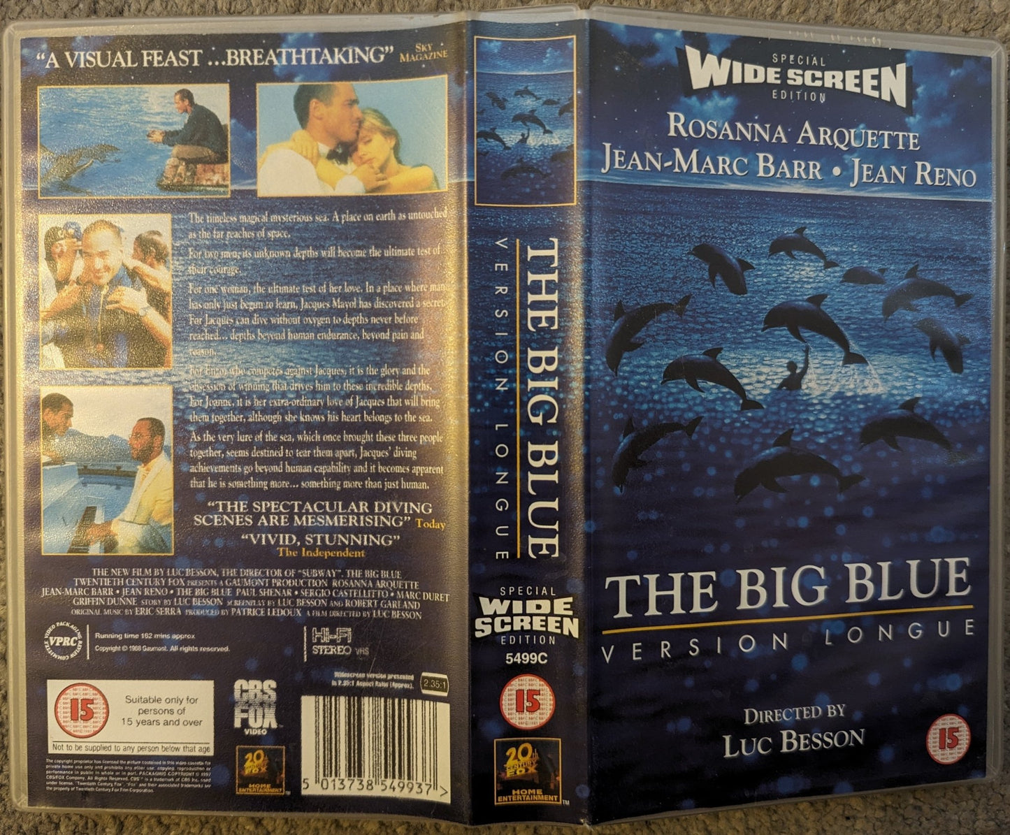 The Big Blue (1988) VHS Video Wide - screen - Flippin Retro Video Shop