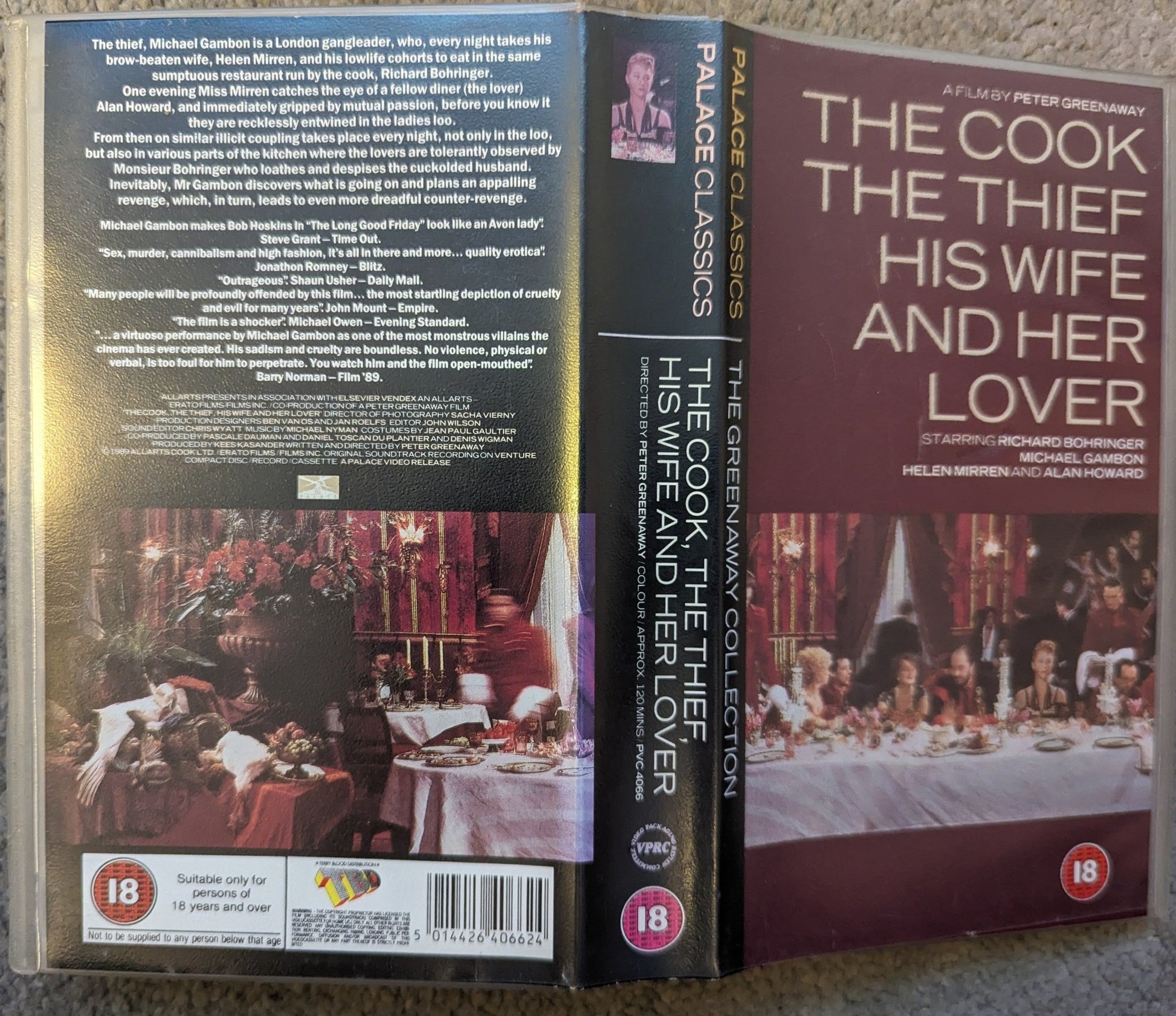 The Cook The Thief His Wife and Her Lover (1989) VHS Video - Flippin Retro Video Shop