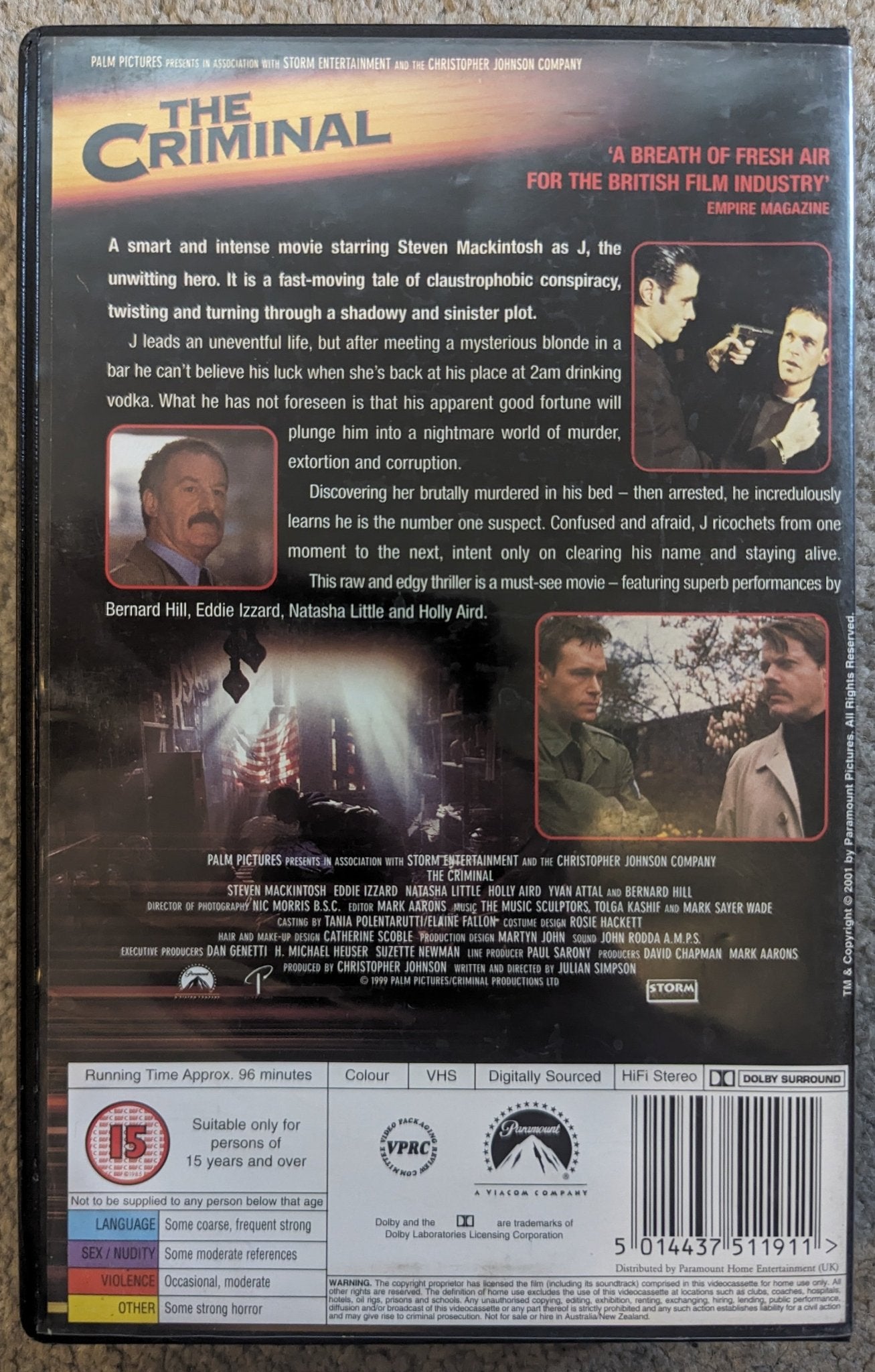 The Criminal (1999) VHS Video Ex Rental - Flippin Retro Video Shop