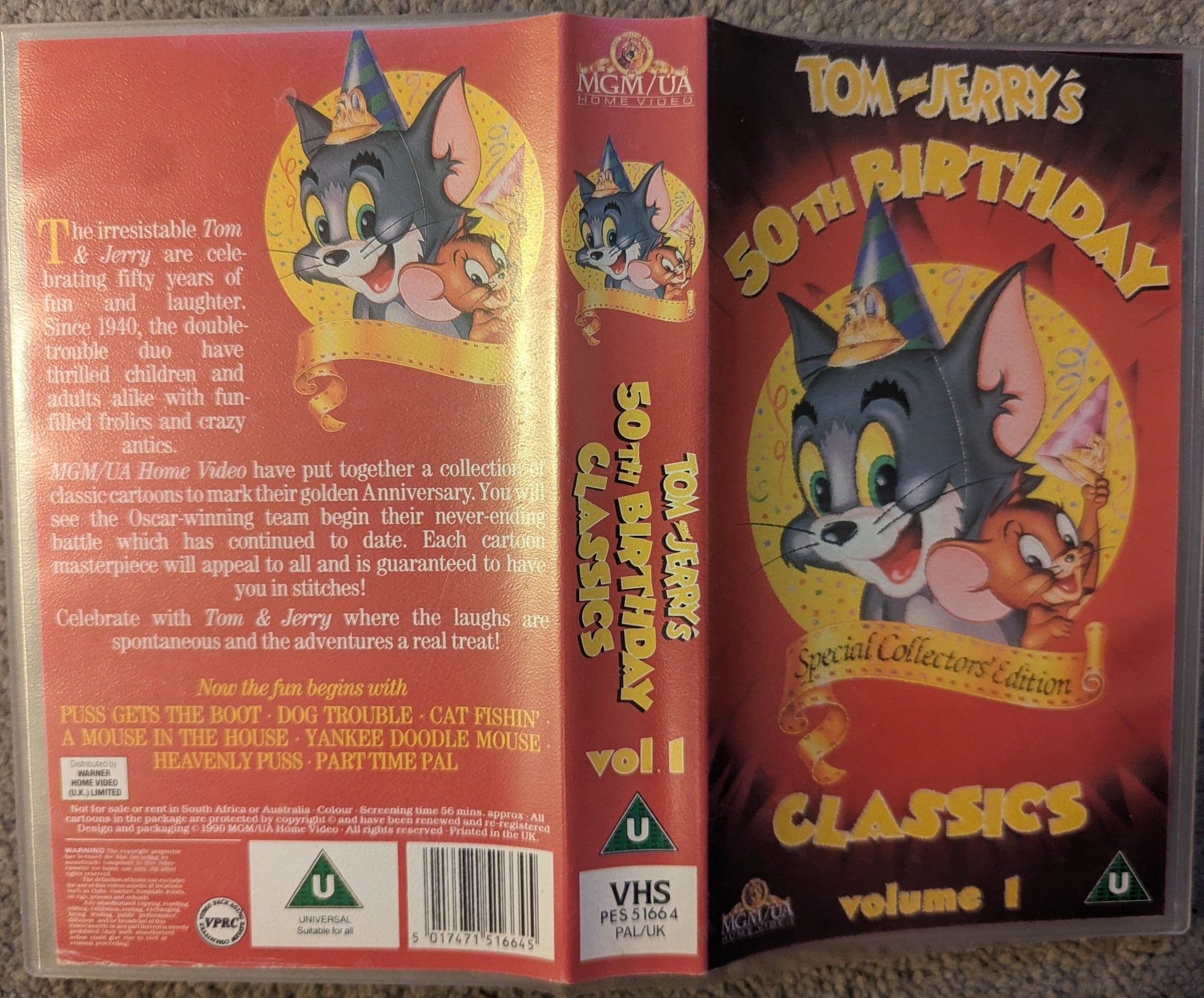 Tom & Jerry Classics 50th Anniversary Vol 1 VHS Video - Flippin Retro Video Shop