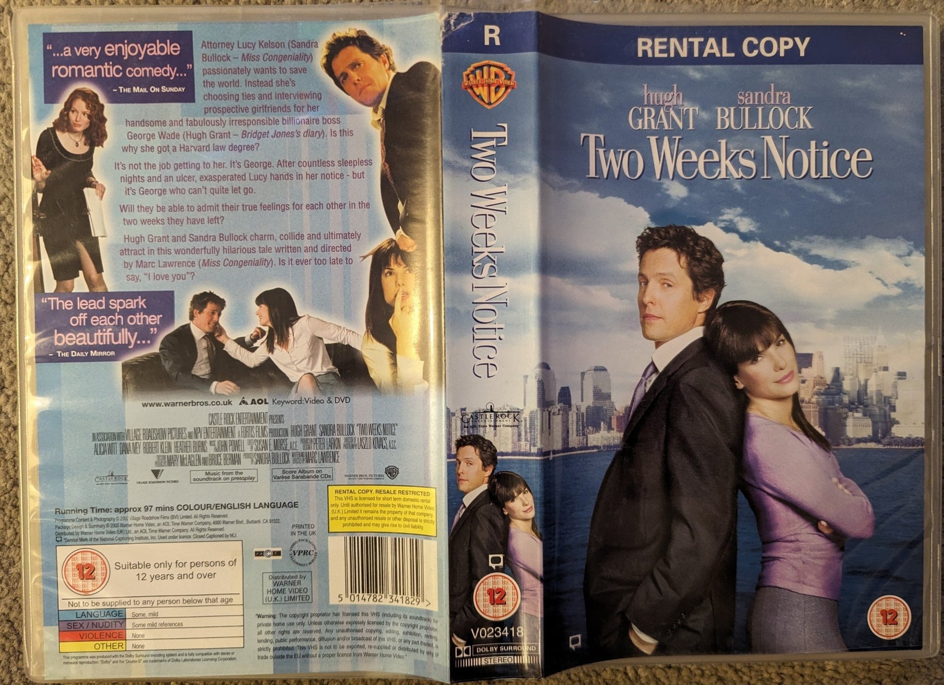 Two Weeks Notice (2002) VHS Video Ex Rental - Flippin Retro Video Shop